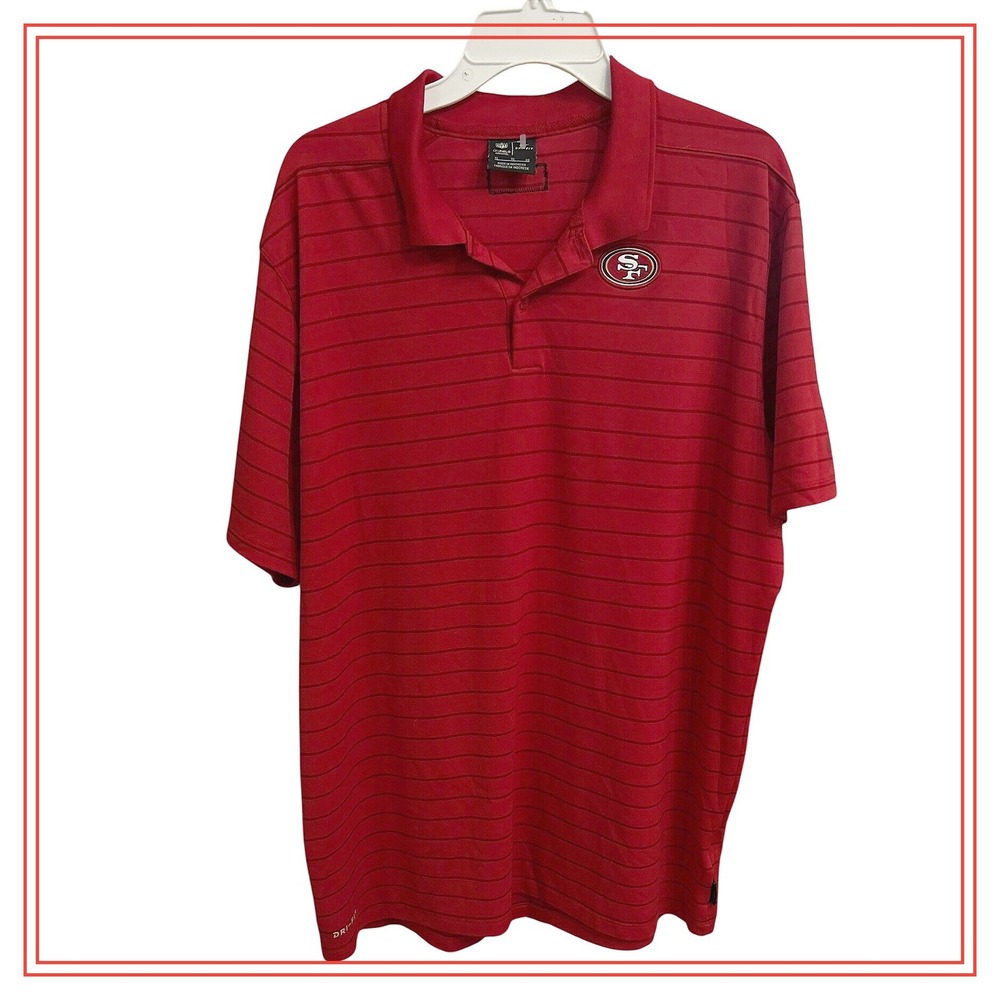 Nike San Francisco 49ers Mens XL Red Dri-FIT‎ Striped NFL On-Field Polo Shirt